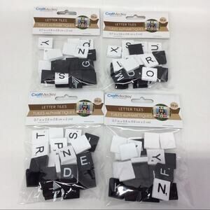 Wood Letter Tiles 4 Pks 26 Tiles Per Pack Black/White Arts Crafts Games